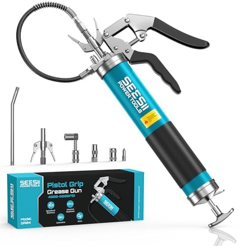 Seesii Upgraded 8000PSI Grease Gun Kit: Heavy Duty Pistol Grip Gr...