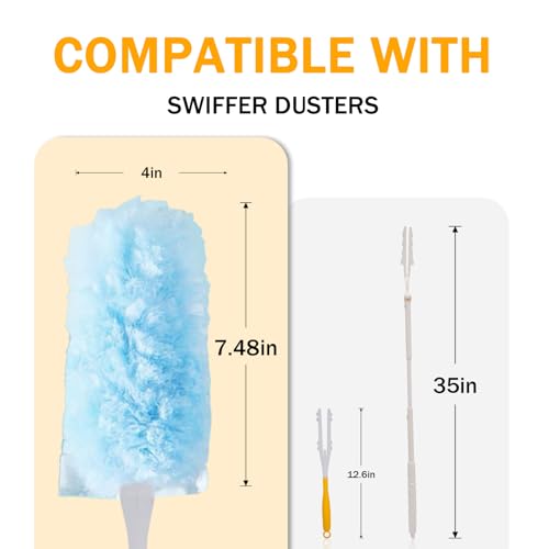 50PCS 360° Duster Refill for Swiffer Duster, Heavy Duty Refills Disposable Microfiber Duster Feather Duster Kit with1 Short Handle and 1 Extenda Handle by ibestby - Image 3