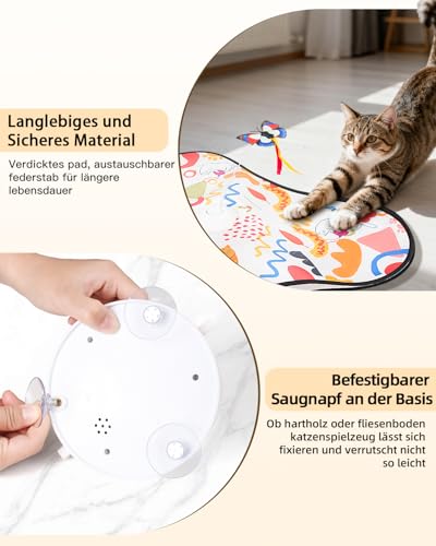 Wagxoey Jouet interactif pour chat avec sons, automatique et rechargeable, activé par le toucher avec 3 plumes interchangeables, jouet intelligent pour chats de tous âges – vue 2