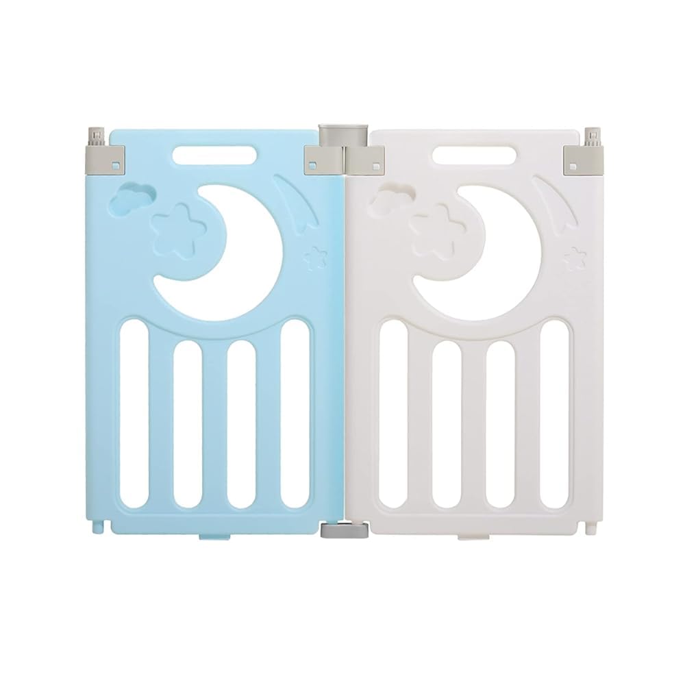 Dripex Upgrade Foldable Kids Activity Centre Safety Play Yard Home Indoor Outdoor Baby Fence Play Pen NO Gaps with Gate for Baby Boys Girls Toddlers (2 Panel - Blue + White)