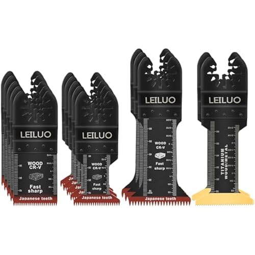 LEILUO 15Pcs Oscillating Tool Blades for Wood Metal, Multitool Blades Set