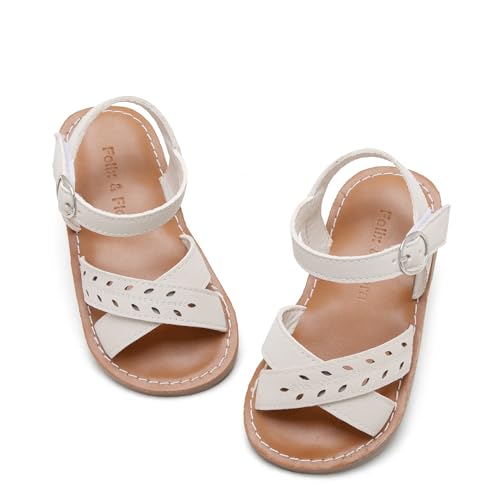 Image of Felix & Flora Toddler Girl Sandals - Little Girl Easter Dress Shoes Lightweight Open Toe Beach Holiday Flats