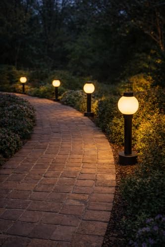 Image of FILLISKA LED Modern Outdoor Bollard Light, Warm White, IP65 Waterproof, Garden Pathway Landscape Lighting. (Black Bollard-088)