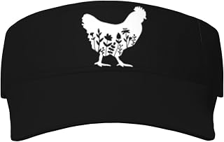 Women's Floral Chicken Sun Visor Hat - Adjustable Empty Top Sport Baseball Cap for Men Women Running, Golf, Tennis