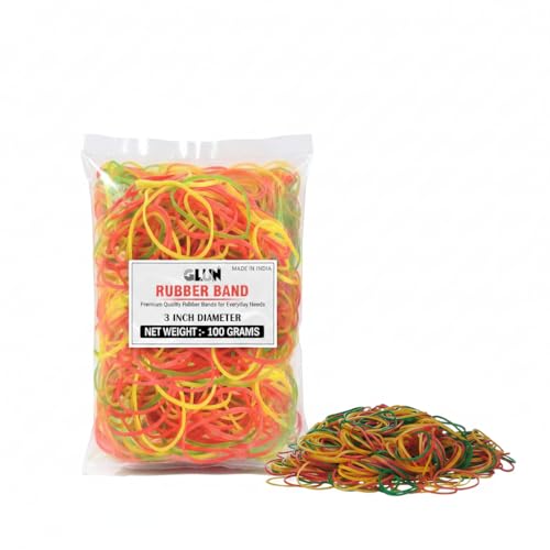 Image of GLUN Neon Color 3 Inches Width Rubber Bands (100 grams)