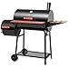 Royal Gourmet CC1830W 76.2 cm Holzkohlegrill mit versetztem Smoker und holzlackiertem Beistelltisch, Outdoor Smoker Grill mit 811 Sq in Kochbereich für Outdoor Barbecue Event, Schwarz