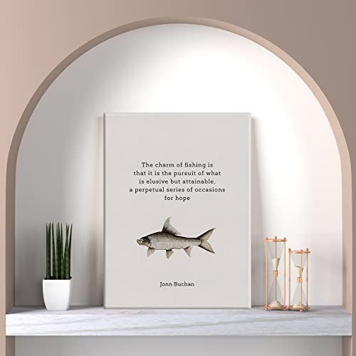 Lexsivo Inspirational Fishing Quote Print Canvas Wall Art Home Office Decor The Charm Of Fishing Painting 12X15 Canvas Poster Framed Ready To Hang Fisherman Gift #TOP4