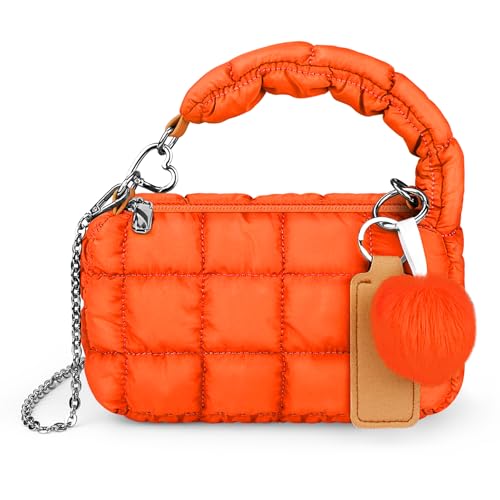 bvya Two Sizes Quilted Wristlet Bag for Women, Puffer Handbags,Evening Bags,Charm Lipstick Bag