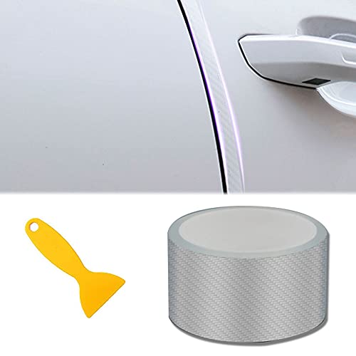 KAPROVER 5cmx10m Protection Portiere Voiture Protecteur de Seuil de Porte de Voiture Autocollant, Couverture Anti-Rayure Bandes de Protection de Pare-Chocs, 5D Film de Vinyle en Fibre de Carbone Cover