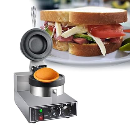 GESAIDES Kommerzieller Toaster, Elektrische Maschine zur Hamburgerherstellung, Kommerzieller Burger-Grilltoaster, Maschinen zum Backen von Brot und Pfannkuchen, Sandwich-Press-Werkzeuge