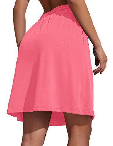 Coorun Women's Active Athletic Skirt Sports Golf Skorts With Pockets Drawstring Waistband Workout Skirts Pink #TOP7