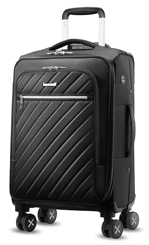 LUGGEX 20-Inch Spinner Carry-On Suitcase Black