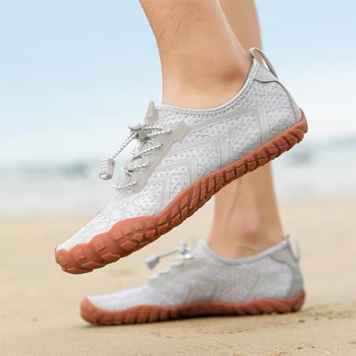 Image of UBFEN Water Shoes for Men Women Quick Dry Swim Aqua Socks | Lightweight Barefoot-style Fit, Rubber Sole, Hiking, Fishing, Kayaking, Beach, Pool, Boating, Diving And Water-to-land Wear