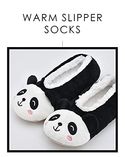 Dicuird Womens Slipper Socks Low Cut Comfy&Warm Animal Non-Skid Bedroom Slippers(Panda, 10-13) #TOP4
