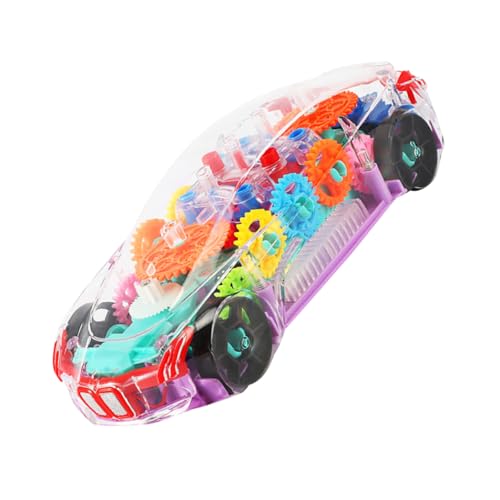 MUSISALY 電動透明彩色ライトミュージック子供用自動車おもちゃ 漫画デザイン 電池式 感覚発達 屋内外遊び用 プラスチック製 色指定不可