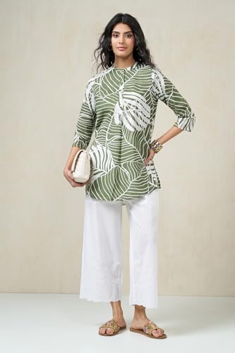 Image of Rangmanch by Pantaloons Women's 100% Cotton Bottoms | Regular Fit | Mid Rise Waist | Ankle Length