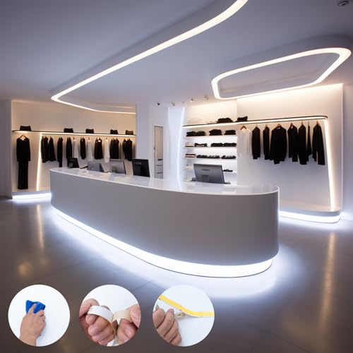 Image of BENLUN 24V 15mm Wide 250W Super Bright COB LED Strip Lights 32.8ft Kit | 4000K Natural White 2 Rolls of 16.4ft LED Tape Light 27500lm CRI 92 with Power Supply for Indoor Decorative Lighting