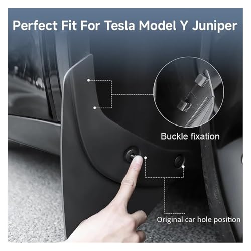 Garde-boue pour Tesla Model Y Juniper 2026 kit complet de 4 pièces noires - 6