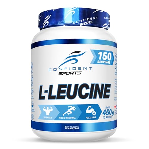 Confident Sports Leucine Supplement – 100% Ultra-Pure L-LEUCINE Supplements for Muscle Growth – Essential Amino Acids Supplement for Post-Workout Recovery – 450 Gram – 150 Servings -150 Day Supply