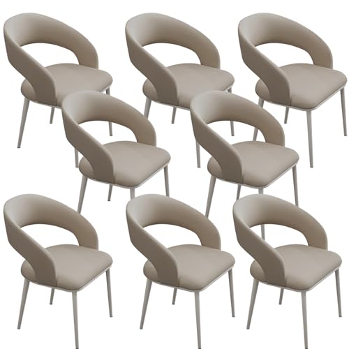 Treviontra Set of 8 Modern Beige Office Chairs, Ergonomic Upholstered