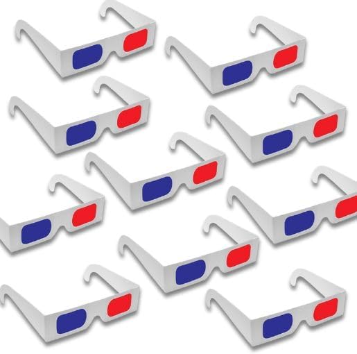 Pack of 10 Paper 3D Glasses with red/blue Lenses