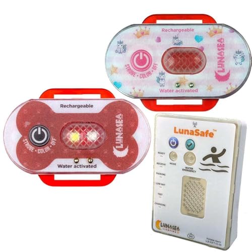 LLB-63RB-E0-K1 - Aftermarket Replacement Lunasea Child Pet Safety Water Activated Strobe Light With RF Transmitter And Portable Audio Visual Receiver - Red Case Compatible with Lunasea Lighting