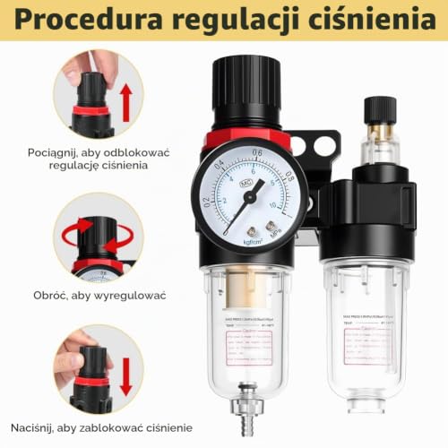 ANOMM Regulator ciśnienia sprężarki, regulator ciśnienia powietrza 1/4