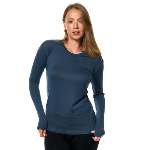 Image of Merino Wool Base Layer Women - 100% Merino Wool Shirt Women Thermal Underwear Long Sleeve T-Shirt for Hiking