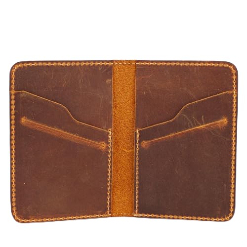Handmade Slim Wallet for Men and Card Holder, Minimalist Wallet for Men, Card Holder Wallet, Front Pocket Wallets for Men, Credit Card Holder, Business Card Holder (Orange Camel)