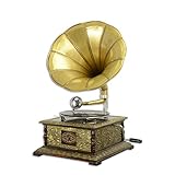  Dekorondo Grammophon mit Trichter H70cm Nostalgie Schellackplatten Grammofon