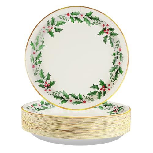 50 Pcs Christmas Round Plates 10 50 Pcs Christmas Round Plates 10