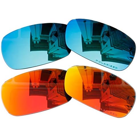 2 Pairs BVANQ Polarized Lenses Replacement Red & Blue for Oakley Crosshair 2.0 (OO4044) Sunglasses Cover
