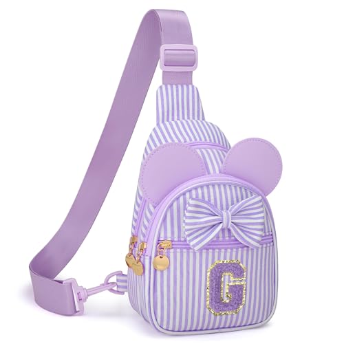 Image of Initial Purse for Girls Kids,Birthday Gifts for 3-8 Years Old | Personalized Crossbody Bag, Small Toddler Sling Bags Cute Fanny Pack, Gifts for Daughter Sister Grandkids, Purple G