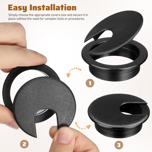 NUOBESTY 6pcs Tapones para Orificio de Cable para Escritorio para Gestión de Cables Fácil Instalación y Organización de Cables Bajo Escritorios y Mesas miniatura 4