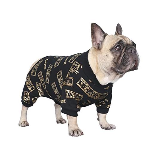 iChoue Rich Dog Series Pet Clothes Pajama Jumpsuit PJS Shirt English Bulldog Pitbull Bully Terrier Onesie Suit - Black Money, XXL