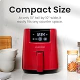 CHEFMAN 2 Qt Mini Air Fryer – Digital Space-Saving Compact Air Fryer with Nonstick and Dishwasher Safe Basket, Quick & Easy Meals in Minutes, Features Digital Timer and Shake Reminder – Red