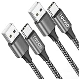 RAVIAD USB Type C ケーブル【3m/2本セット】タイプ C ケーブル 3A 急速充電 高速データ転送 高耐久ナイロン編み USB-A to USB-C コネクタ Galaxy S24 S23 S21 S10 S9 S8、Note 10 9、Redmi 9T、Xperia XZ3 XZ2 XZs、Oppo renoその他Android USB-C機器対応 - グレー