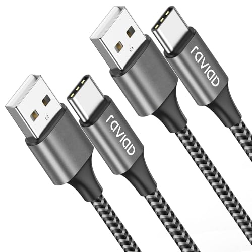 RAVIAD USB C Kabel [2Pack 2M] 3.1A Ladekabel USB C Schnellladekabel Nylon USB C Ladekabel f&uuml;r iPhone 17 16 15 Pro Max, Samsung Galaxy S24 S23 S22 S21 S20 Note 10, Huawei P60, Google Pixel, Xperia XZ
