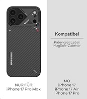 Aulumu A17 iPhone 17 Pro Max Hülle für MagSafe aus Aramidfaser 1500D Ultradünn Gewebt, CoolHyper Echte Kühlung, Handyhülle für iPhone 17 Pro Max Case mit Kameraschutz, Schwarz – Ansicht 2