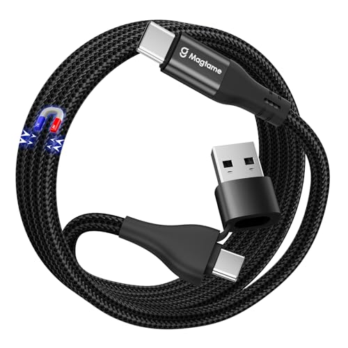 Magtame USB C Cable, Magnetic USB A/C to USBC Cable 1M, Coiled Braided Nylon USB-C Cord, Type C Fast Charging Cable Compatible for Smartphone, Samsung Galaxy and other USBC Device Magtame USB C Cable, Magnetic USB A/C to USBC Cable 1M, Coiled Braided Nylon USB-C Cord, Type C Fast Charging Cable Compatible for Smartphone, Samsung Galaxy and other USBC Device