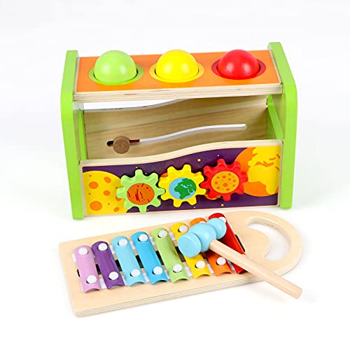 Canuan 4-In-1 Hammering Pounding Toys, Pound & Tap Bench With Slide Out Xylophone, Multifunctional Montessori Wooden Musical Pounding Toys For 1 2 3+ Years Boy Girl Baby Toddlers #TOP7