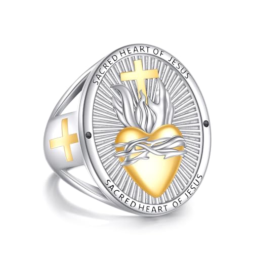 Bague en argent sterling S925 avec croix cadeau de baptême idéal