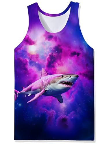 Goodstoworld Shark Tank Tops for Men Funny Workout Animal Print Shirt Youth Sleeveless Cool Graphic...