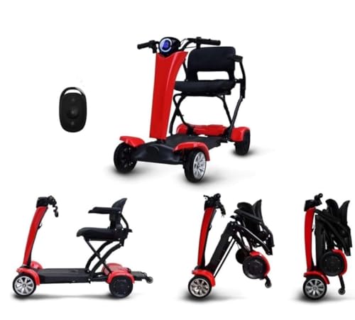 Automatic Folding E Mobility Device, Auto Folding Electric Portable Travel Device, Mobility Chair, 250W Dual Motor, Flip Up Arm Rest, 20 KM Removable Battery, 4 Wheel Suspension, Remote Control