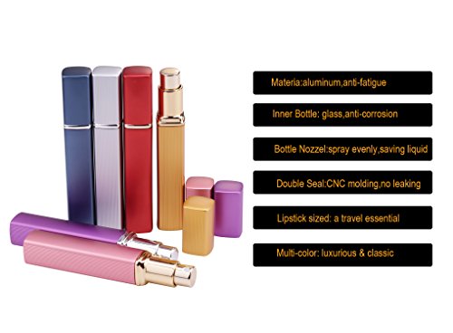 Fashionclubs 12Ml Refillable Perfume Atomizer Bottle For Travel Spray Scent Pump Case Pack Of 6 #TOP5