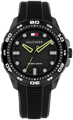 Tommy Hilfiger Men’s Quartz Regatta Watch - Silicone Strap, Rotating Sport Bezel - Water Resistant up to 100m - Contemporary, Bold Timepiece - Gift for Him 42mm