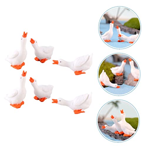 Amosfun 18 Pcs Big White Goose Ornament Desktop Decor Car Models Car Decoration Miniature Duck Figure Goose Figurine Fairy Tale Garden Statue Miniature Gooses Goose Desktop Decoration Gift #TOP7
