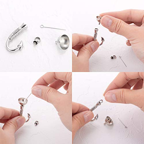 Fish Hook Cremation Urn Pendant Memorial Necklace For Ashes Fish Urn Cremation Necklace (Silver) #TOP3