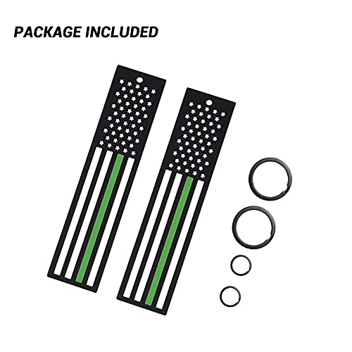 Wosite 2 Pack American Flag Keychain Tag With Key Ring For Men Women Keys, Cars, Motorcycles, Bicycle, Backpacks, Luggage, And Gifts (Green Line) #TOP6