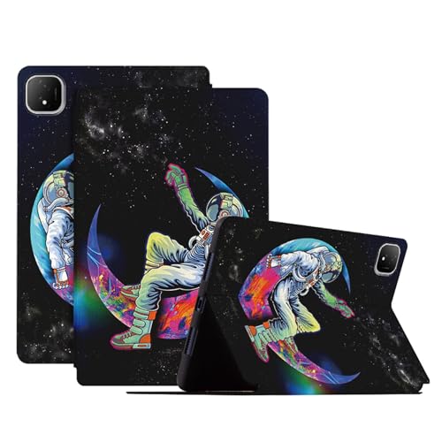 DayQiQiPu Funda para Honor Pad GT Pro (12.3 Pulgadas, Modelo: ROD2-W69) en PU Cuero Serie Patrón de Astronauta, Carcasa Protectora Ultra Fina, Estuche Soporte Plegable y Auto Wake/Sleep,02